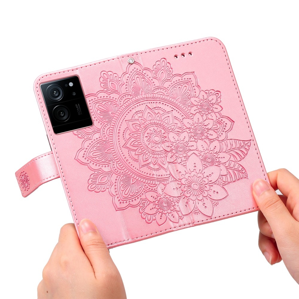 Mandala könyvtáska Xiaomi 13T/13T Pro készülékhez - rózsaszín