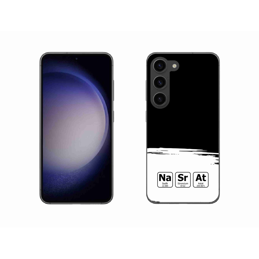 Gél borítás mmCase Samsung Galaxy S23 5G - kémiai elemek fehér és fekete háttérrel