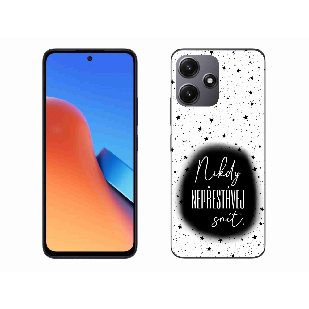 Gél borító mmCase a Xiaomi Redmi 12 5G-hez - idézet 1 fekete és fehér háttérrel