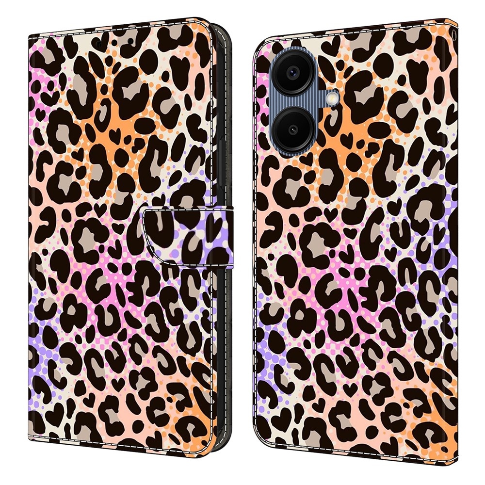 Sima könyves tok Samsung Galaxy A07 4G készülékhez - leopárd mintával