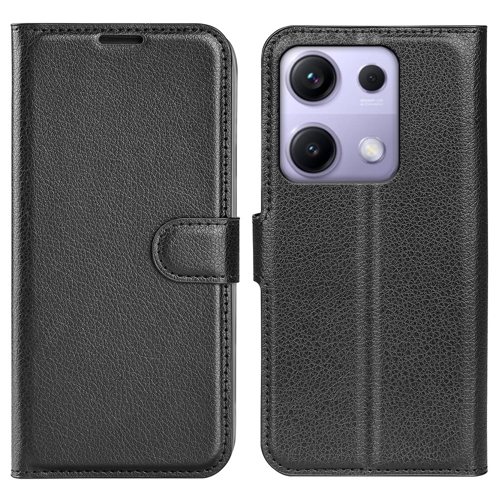 Litchi könyv tok Xiaomi Redmi Note 14S-hez - fekete