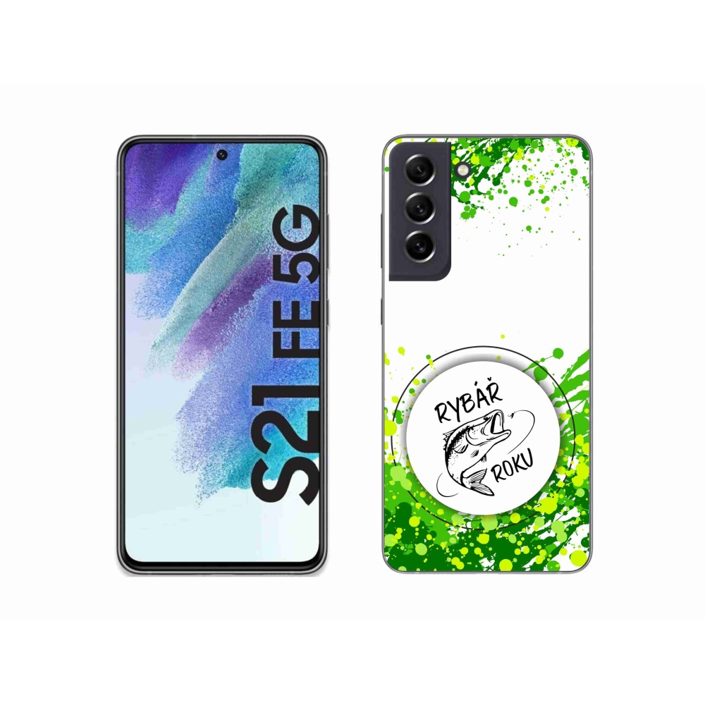 Zselés borítás mmCase Samsung Galaxy S21 FE 5G - Az év horgásza fehér háttérrel
