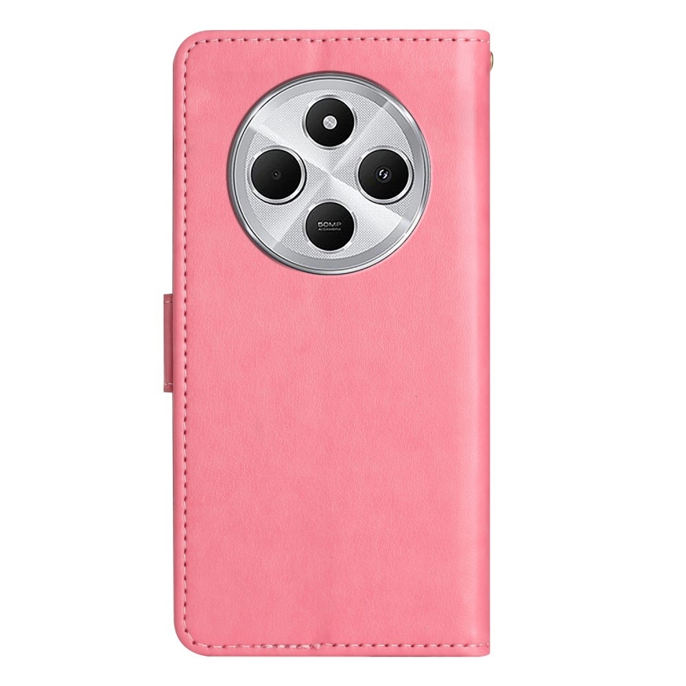 Virágok könyv tok Xiaomi Redmi 14C/Poco C75 - rózsaszínű