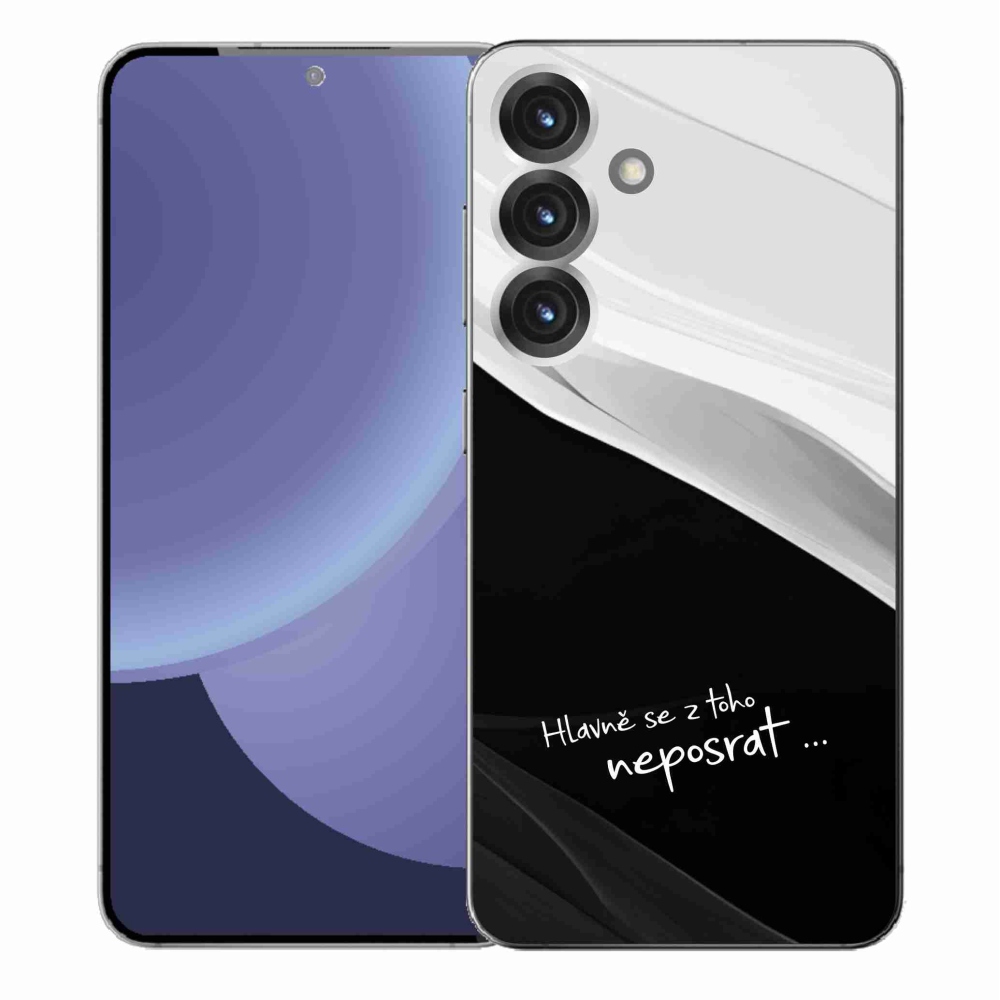 Gél borító mmCase Samsung Galaxy S25+ készülékhez - vicces szöveg 13 fekete és fehér háttérrel