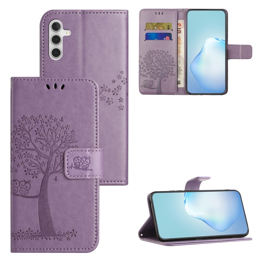 Fa könyv tok Samsung Galaxy M15 5G - világos lila