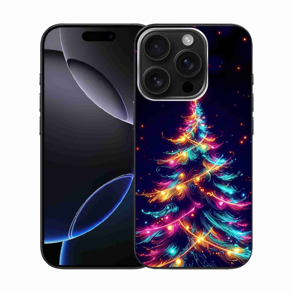 Zselés borítás mmCase iPhone 16 Pro készülékhez - neon karácsonyfa