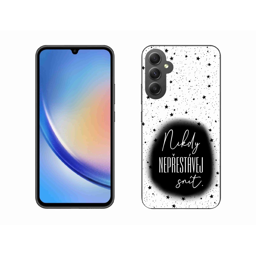 Gél borítás mmCase Samsung Galaxy A34 5G - idézet 1 fekete és fehér háttérrel