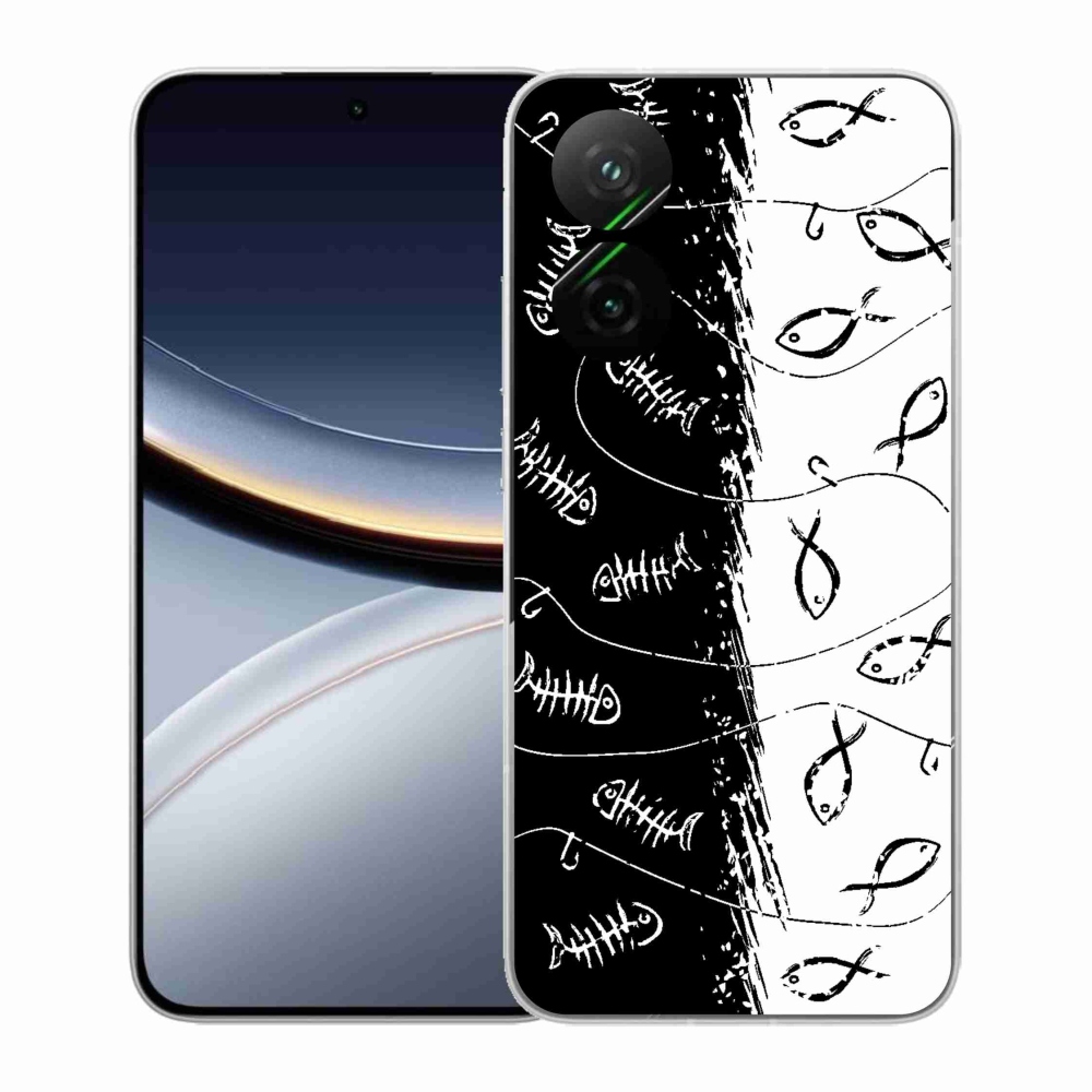Gél borító mmCase a Xiaomi Poco F7 5G számára - csontvázak és halak