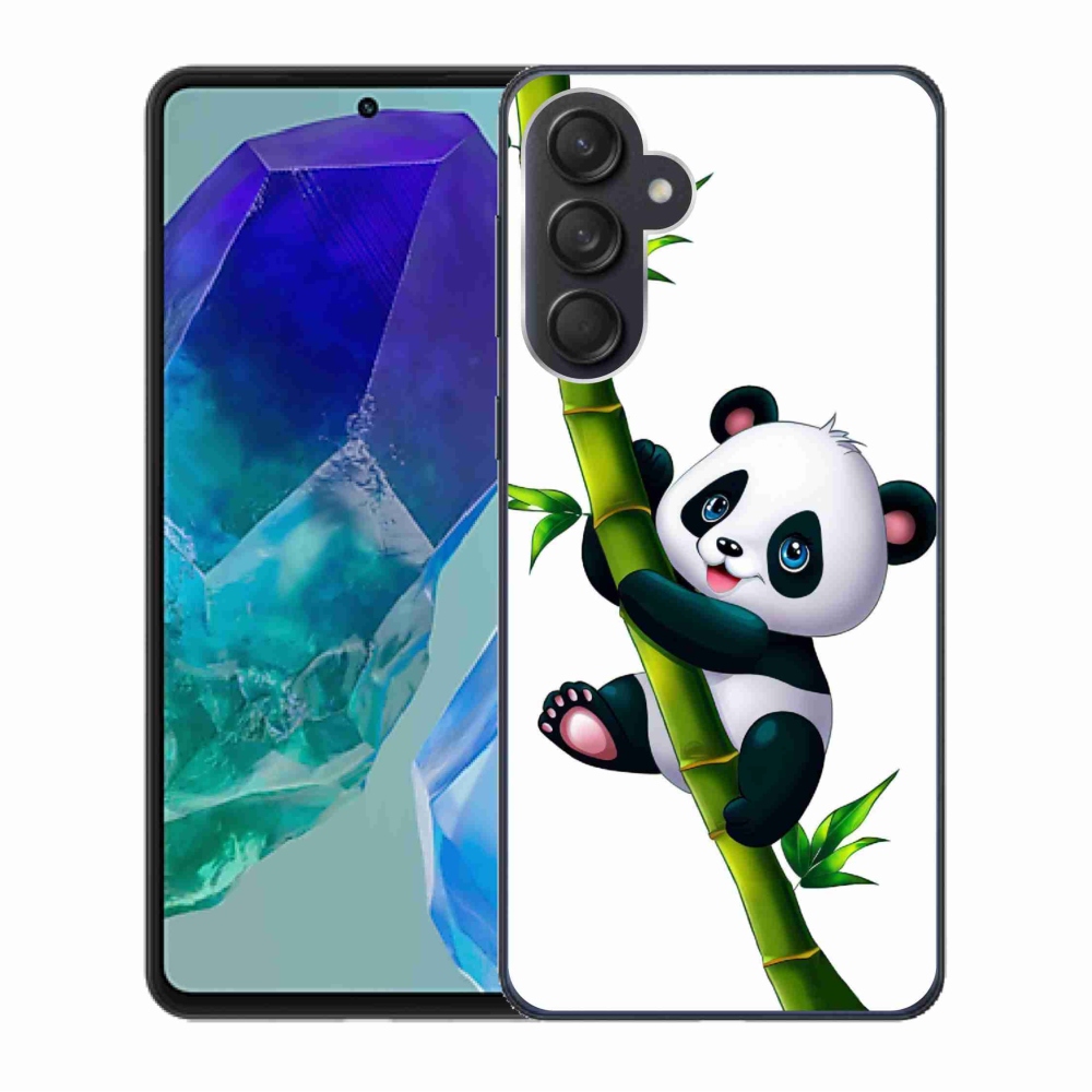 Gél borító mmCase Samsung Galaxy M55 5G - panda a bambuszon Samsung Galaxy M55 5G-hez