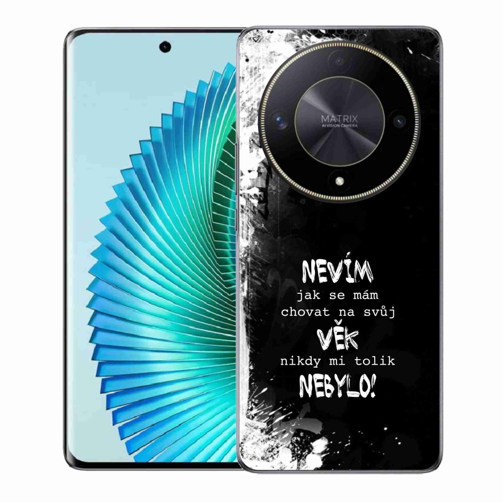 Gél borító mmCase a Honor Magic 6 Lite 5G készülékhez - vicces szöveg 14 fekete háttér