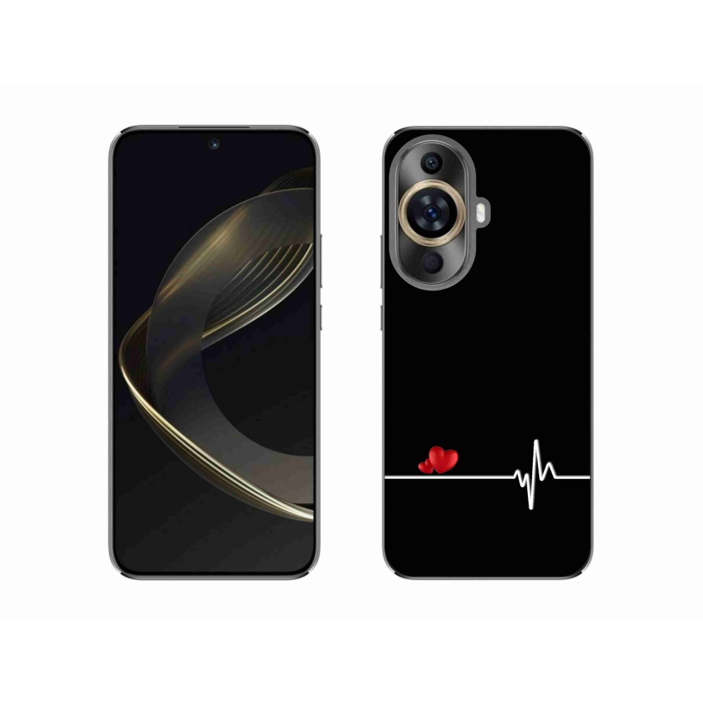 Gél borító mmCase a Huawei Nova 11-en - szív és szívverés fekete háttérrel