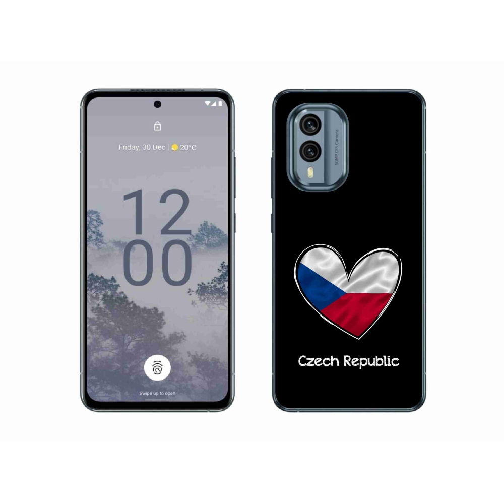 Zselés borítás mmCase a Nokia X30 5G készülékhez - zászlós szív fekete háttérrel