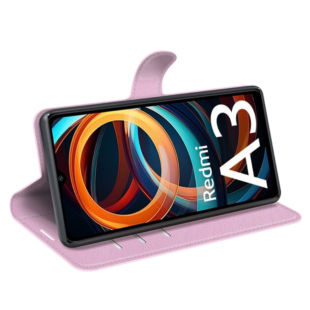 Litchi könyv tok Xiaomi Redmi A3-hoz - rózsaszín