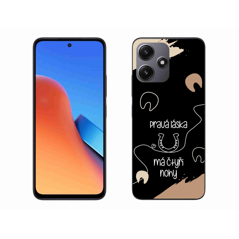 Gél borítás mmCase a Xiaomi Redmi 12 5G számára - ló motívum fekete háttérrel