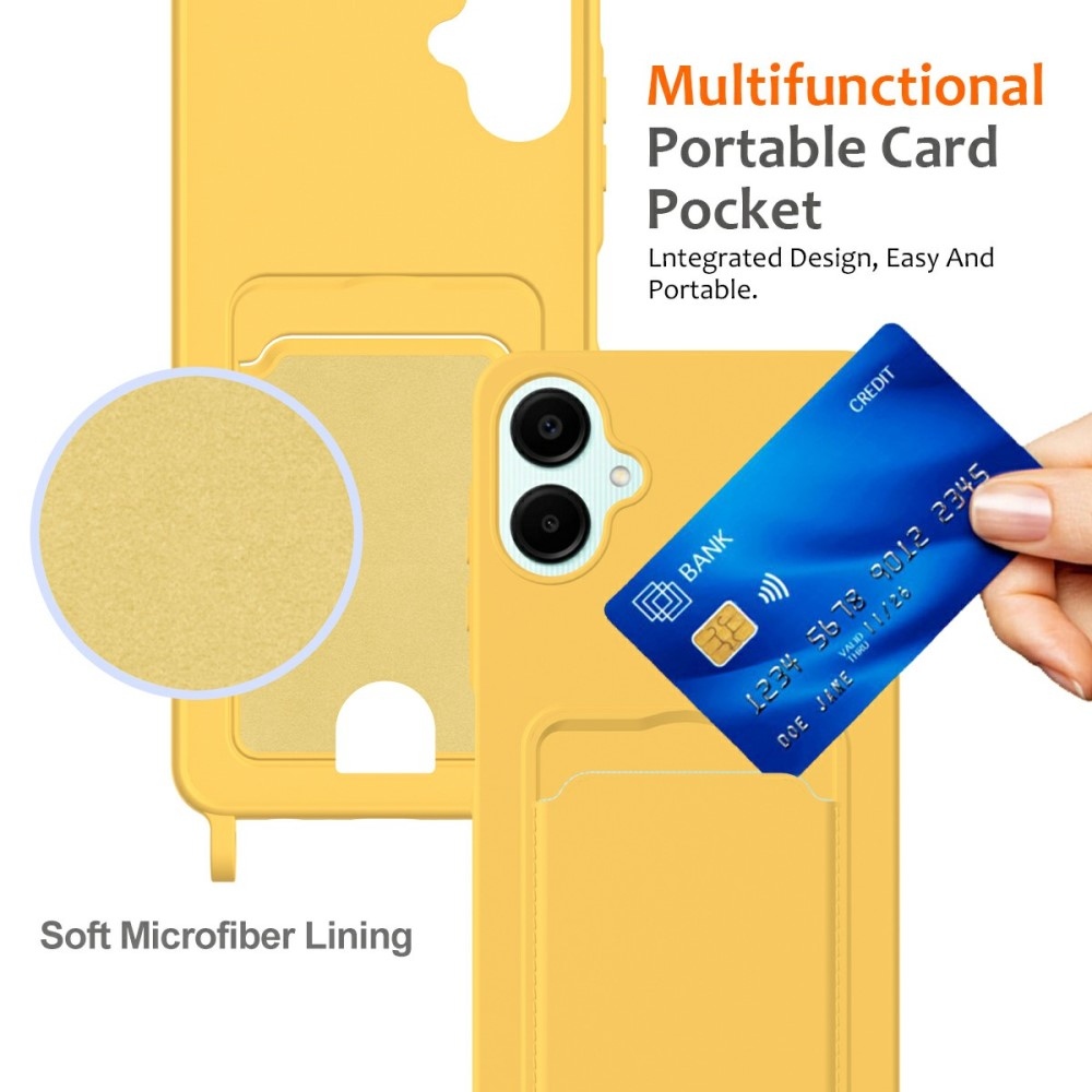 Zsinórral ellátott zselés tok Samsung Galaxy A06 4G kártyához - sárga