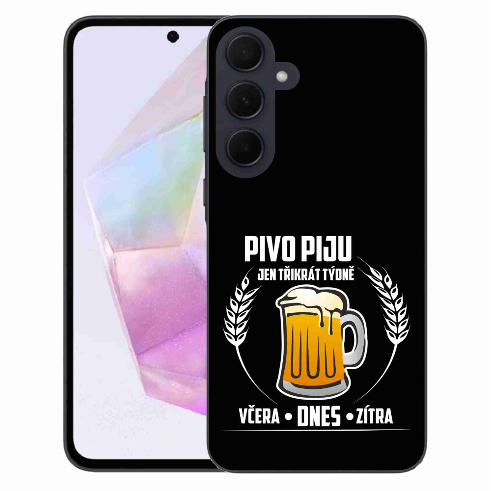 Gél borítás mmCase Samsung Galaxy A35 5G - sör motívum fekete háttérrel