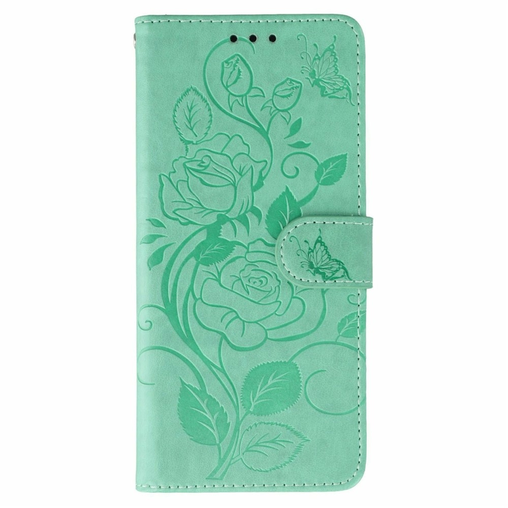 Rózsák könyv tok Xiaomi Redmi 15 5G - teal - teal - rózsaszínű