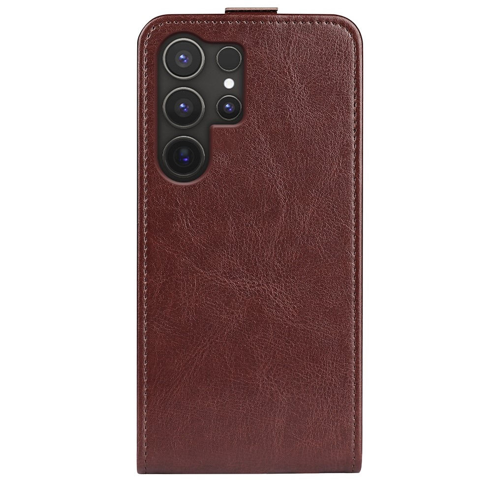 Függőleges könyvtáska Samsung Galaxy S25 Ultra készülékhez - barna