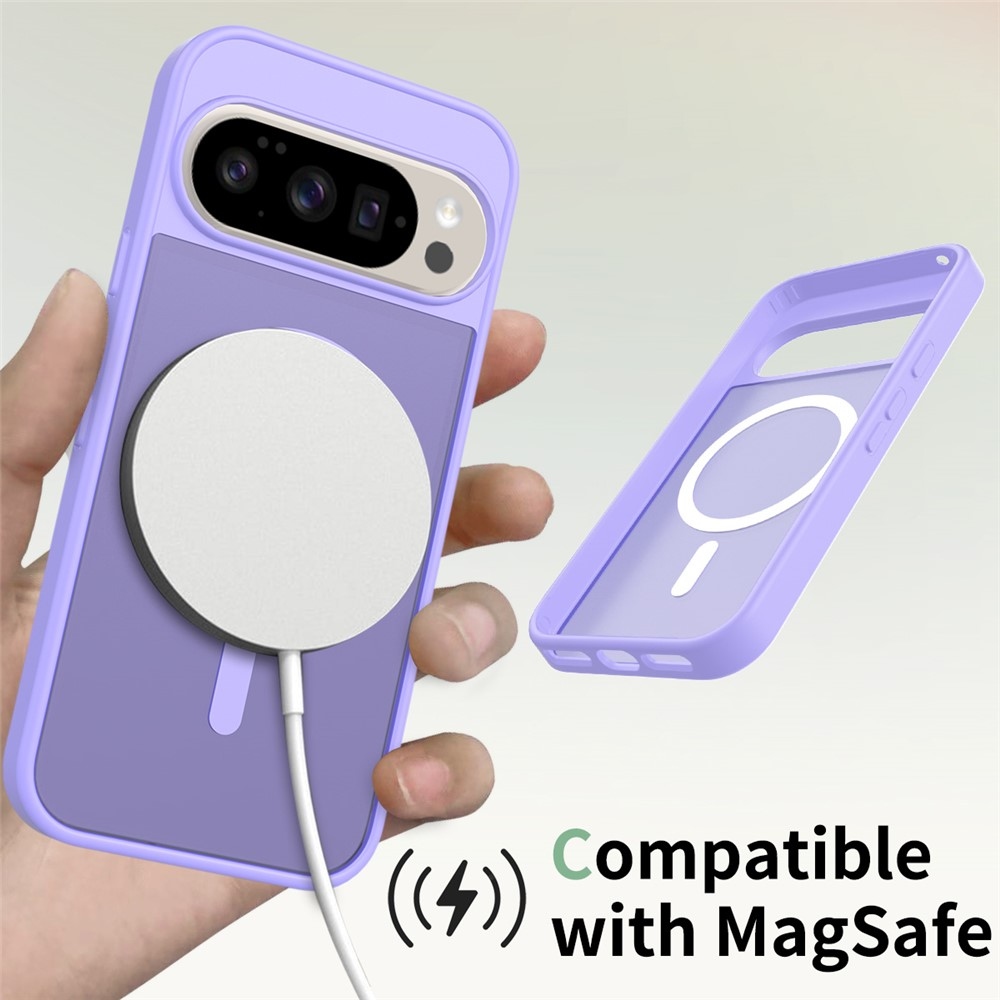 Bőr zselés tok fix hátlappal és MagSafe támogatással a Google Pixel 10 Pro/Pixel 10 készülékhez - lila