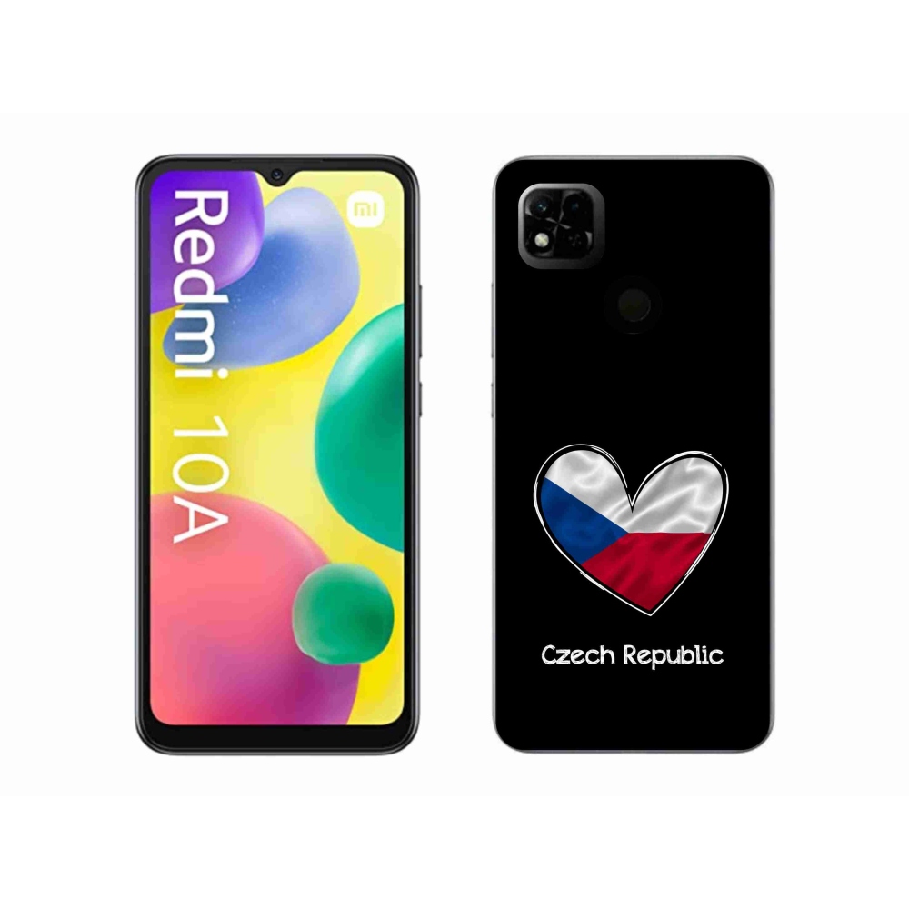 Gél borító mmCase a Xiaomi Redmi 10A számára - szív zászló fekete háttérrel