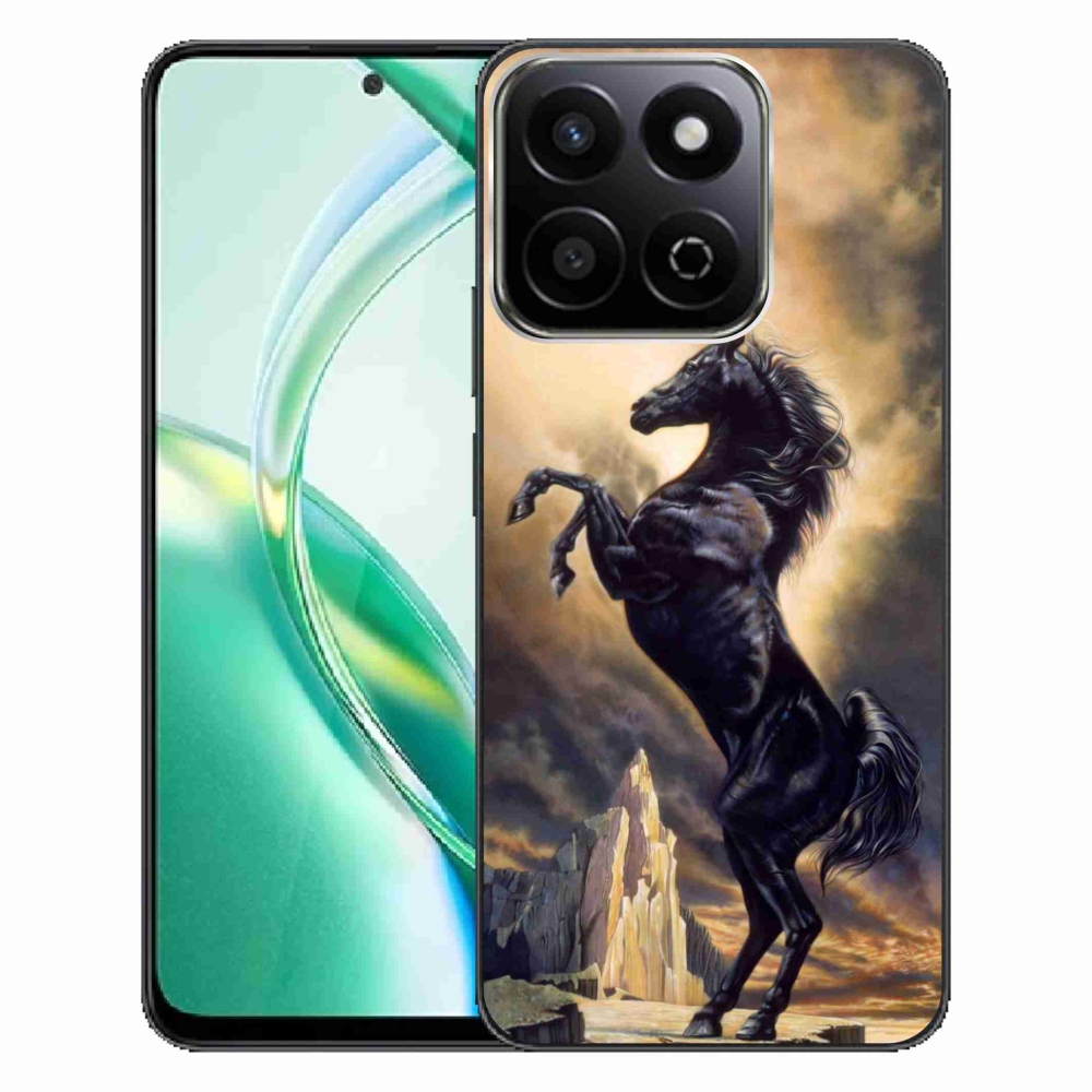Zselés borító mmCase a Honor 200 Smart 5G készülékhez - fekete rajzfilm ló