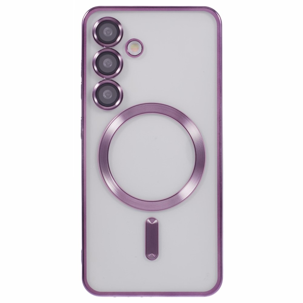 Átlátszó tok kameravédelemmel és MagSafe támogatással Samsung Galaxy S25+ készülékhez - sötétlila színben