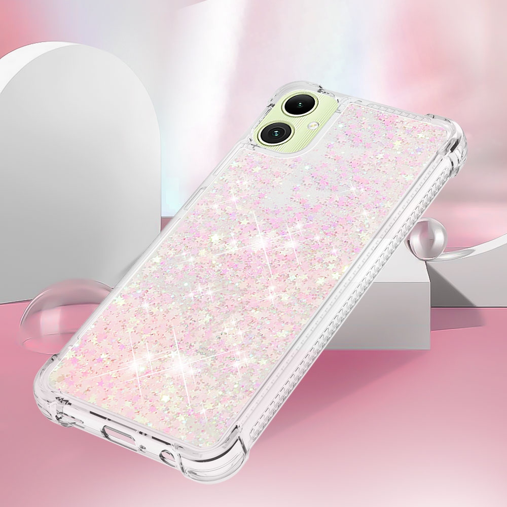 Glitter homokóra zselés tok Samsung Galaxy A07 4G - rózsaszín / csillagok