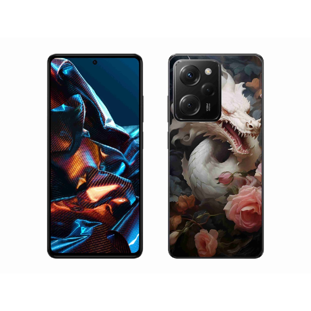 Gél borítás mmCase a Xiaomi Poco X5 Pro 5G számára - fehér sárkány