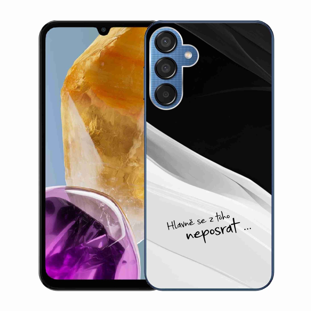 Gél borító mmCase Samsung Galaxy M15 5G - vicces szöveg 13 fehér és fekete háttérrel