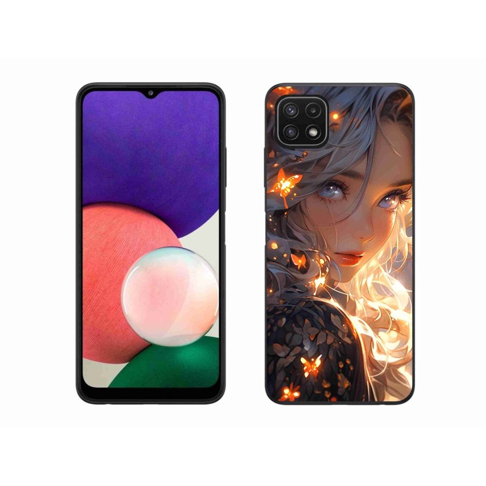 Gél borítás mmCase Samsung Galaxy A22 5G - lány és pillangók