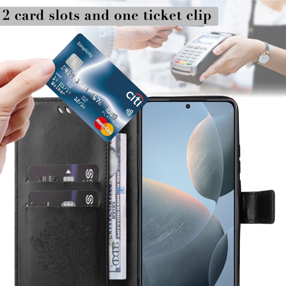 Fák könyv tok Xiaomi 14T-hez - fekete