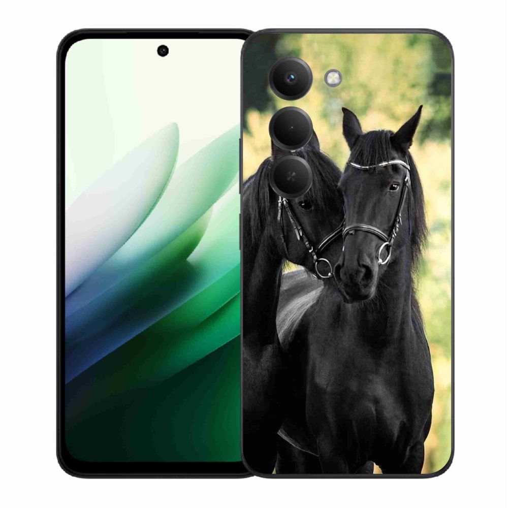 Gél borító mmCase a Xiaomi Redmi 15 5G-hez - két fekete ló