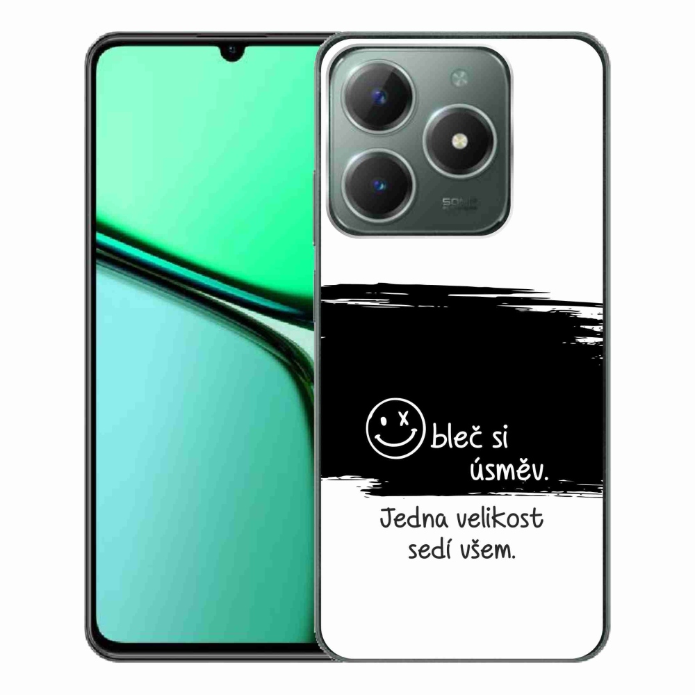 Gél borító mmCase a Realme C61 készülékhez - vicces szöveg 8 fekete és fehér háttérrel