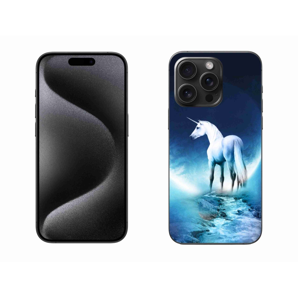 Zselés borítás mmCase iPhone 15 Pro Max készülékhez - fehér egyszarvú