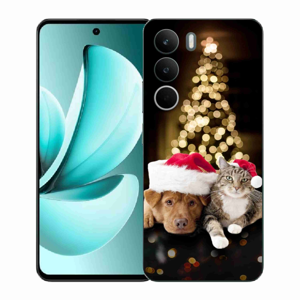 Gél borító mmCase a Realme C71 készülékhez - Karácsonyi kutya és macska