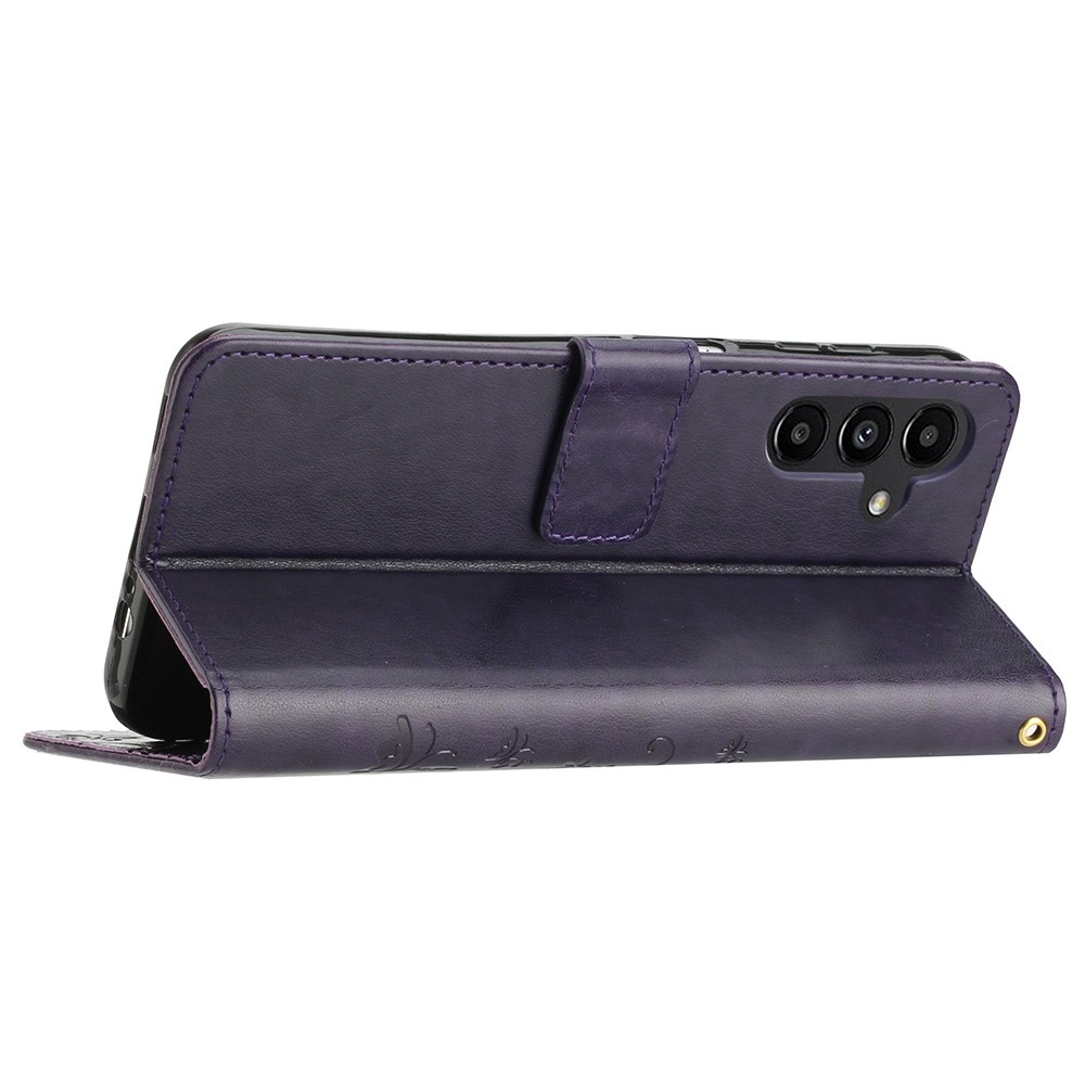 Virágok könyv tok Samsung Galaxy S23 FE - sötét lila
