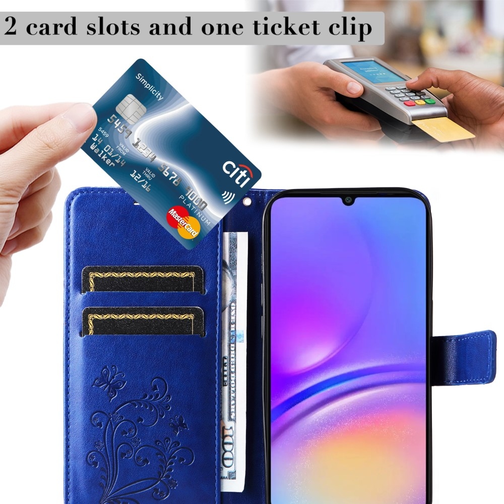 Nagy pillangó könyv tok Samsung Galaxy A06 4G készülékhez - kék