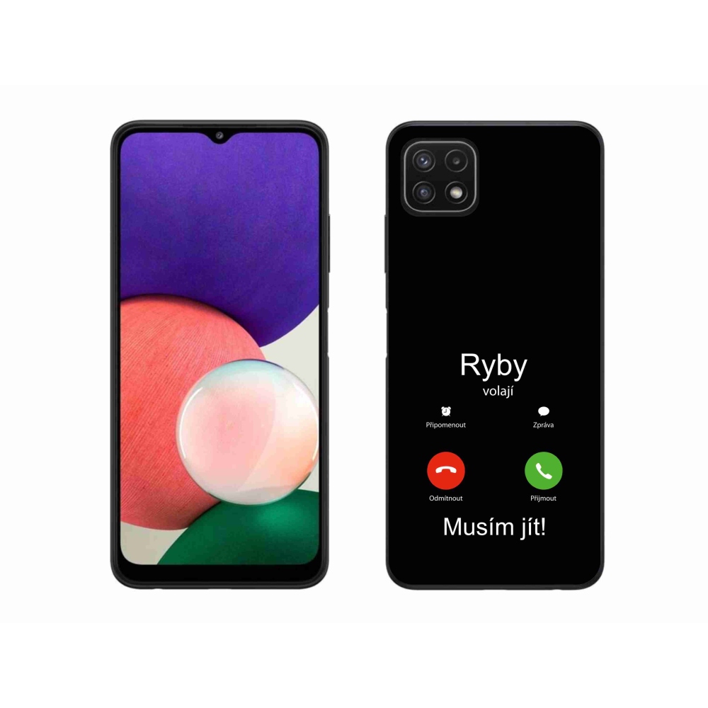 Gél borítás mmCase Samsung Galaxy A22 5G - hal hívás fekete háttérrel