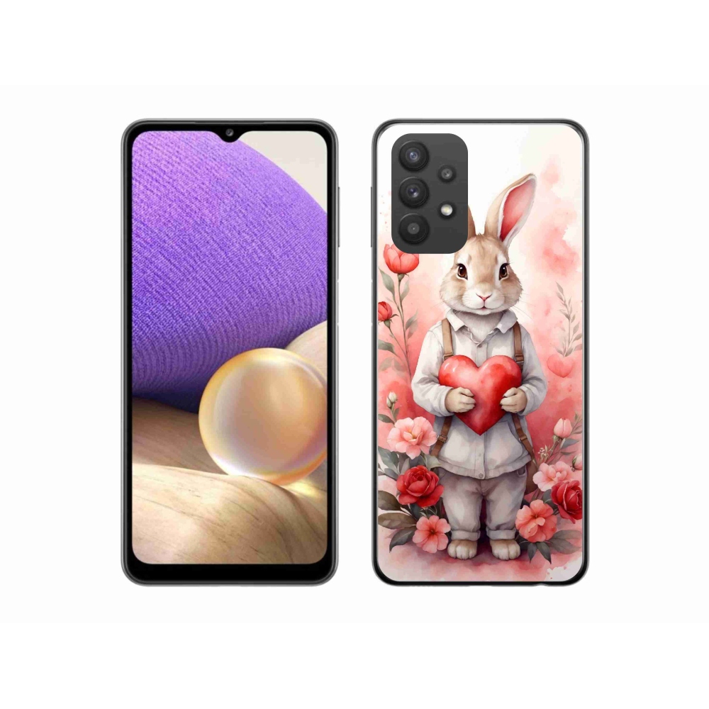 Zselés borítás mmCase Samsung Galaxy A32 5G - nyúl szívvel