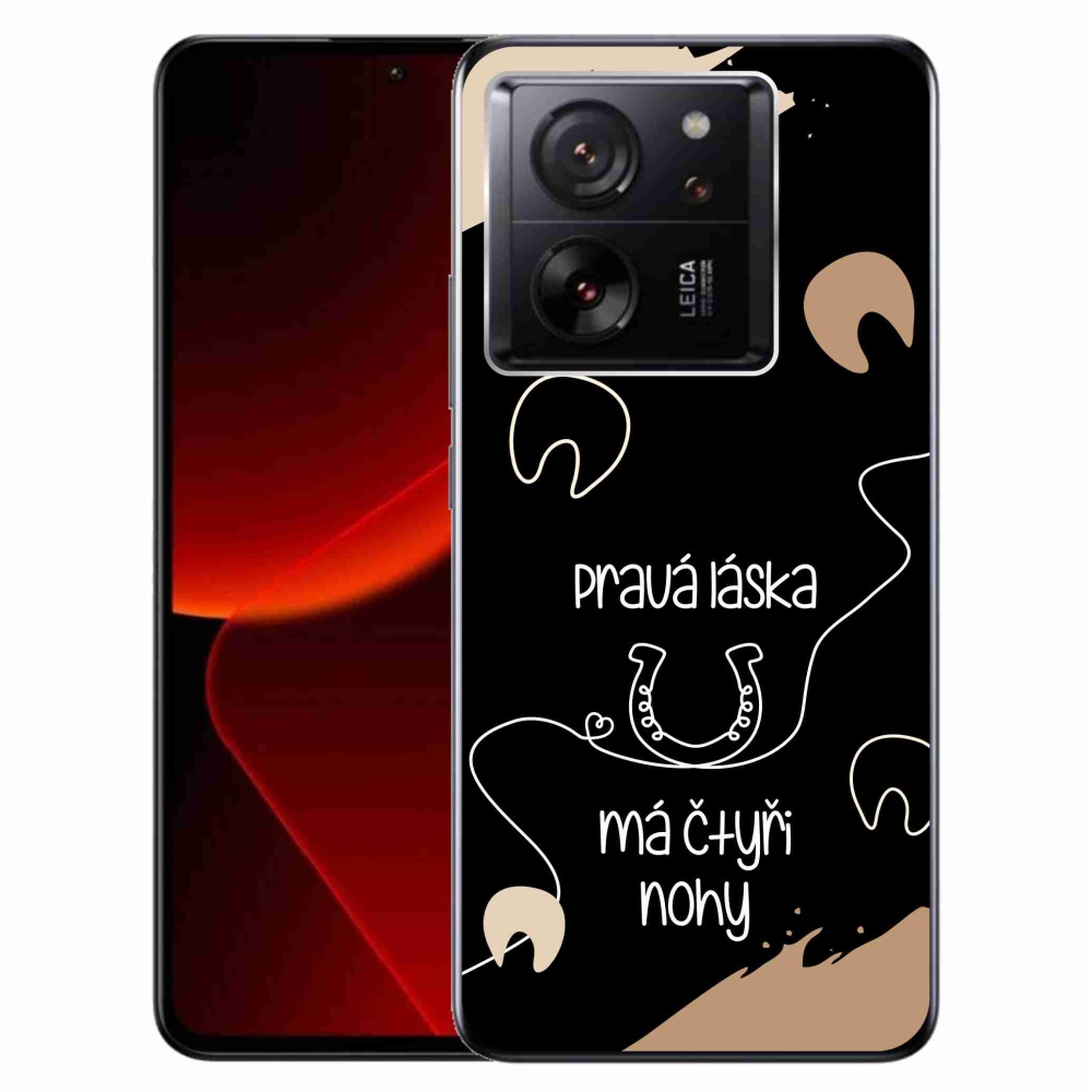 Gél borítás mmCase a Xiaomi 13T/13T Pro készülékhez - ló motívum fekete háttérrel