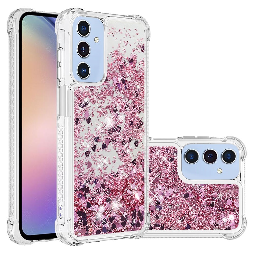 Glitter homokóra zselés tok Samsung Galaxy A26 5G - rózsaarany/szív