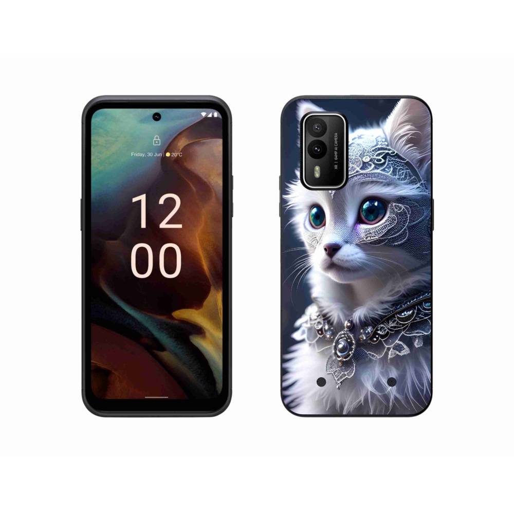 Zselés borítás mmCase a Nokia XR21 készülékhez - fehér macska