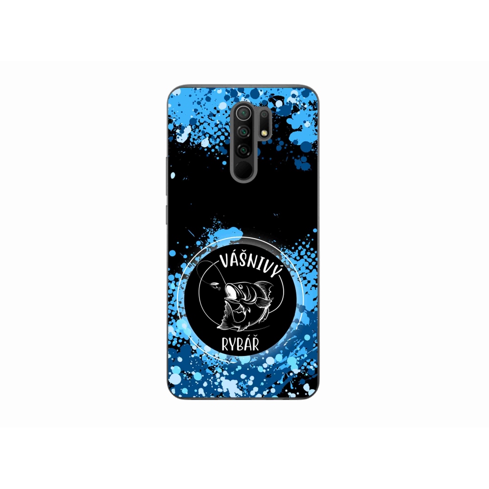 Gél borító mmCase a Xiaomi Redmi 9-hez - szenvedélyes halász fekete háttérrel