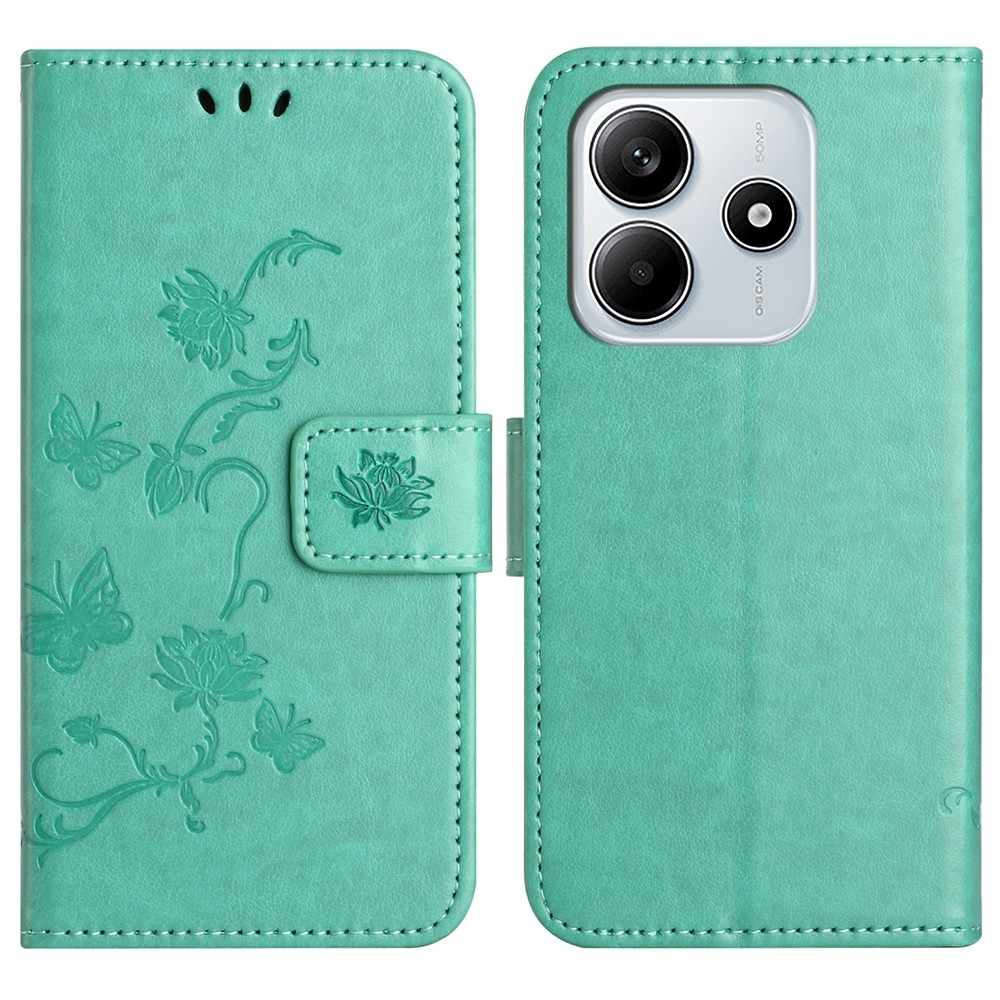 Virágos könyvtáska Xiaomi Redmi Note 14 5G - teal színű