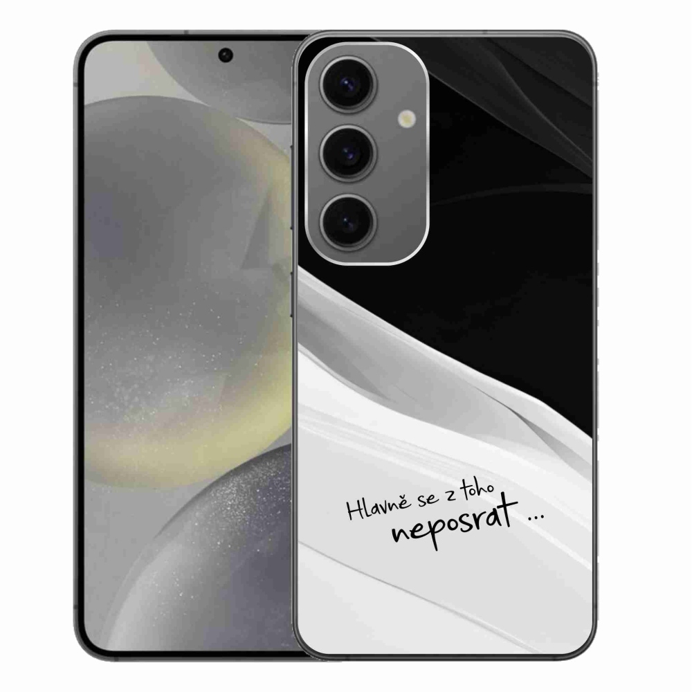 Gél borító mmCase Samsung Galaxy S24+ készülékhez - vicces szöveg 13 fehér és fekete háttérrel