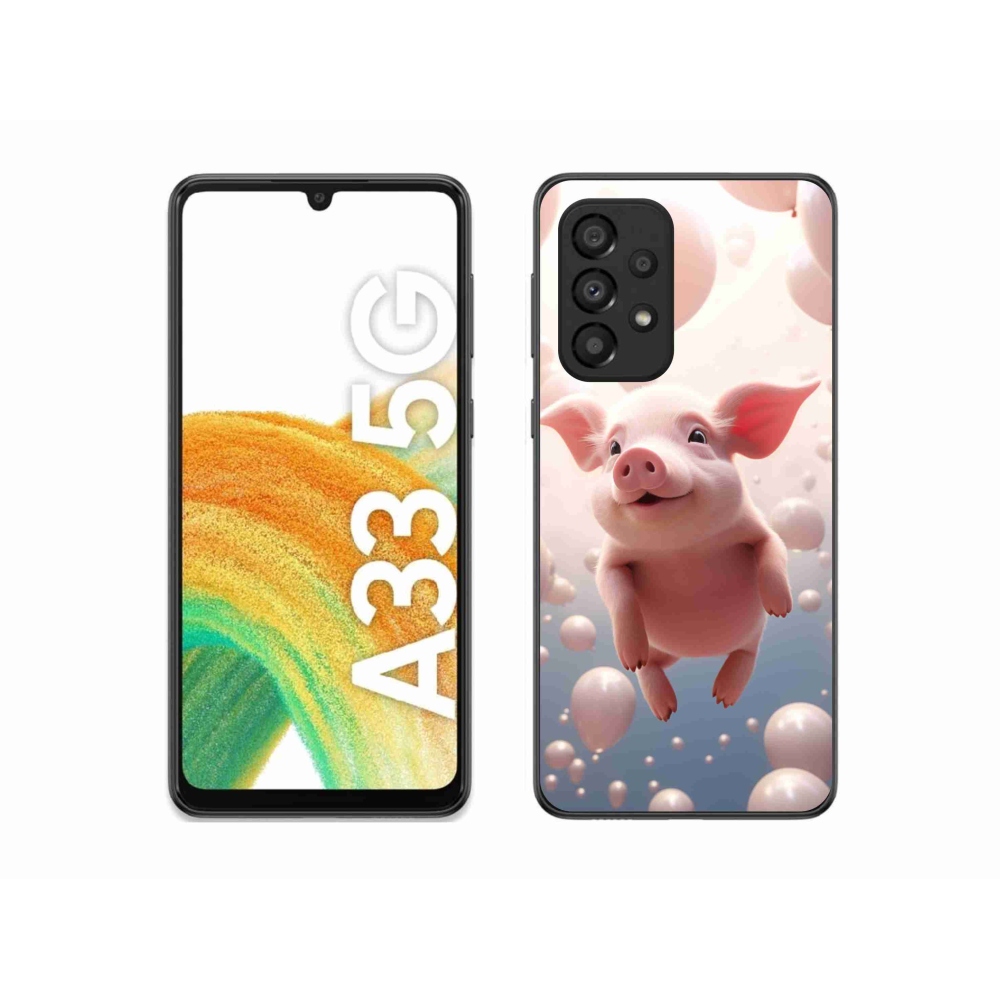 Gél borító mmCase Samsung Galaxy A33 5G - malac lufikkal - Samsung Galaxy A33 5G-hez