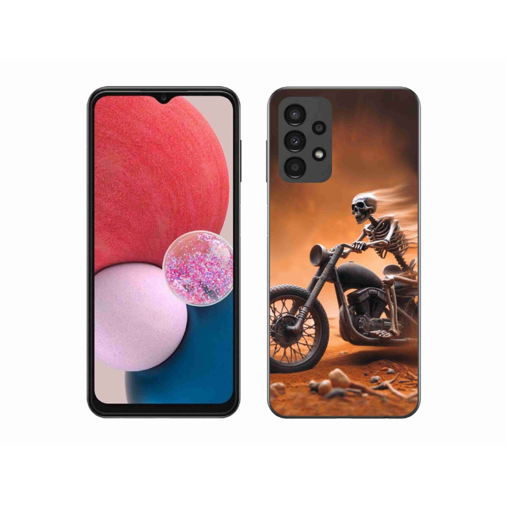 Gél borítás mmCase Samsung Galaxy A13 4G - csontváz egy motorkerékpáron