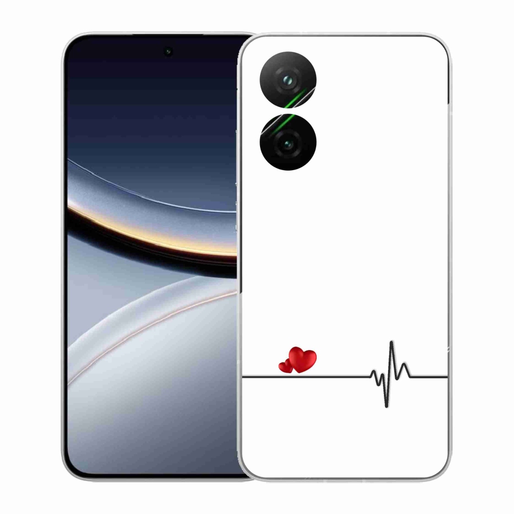 Gél borító mmCase a Xiaomi Poco F7 5G-hez - szív és szívverés fehér háttérrel