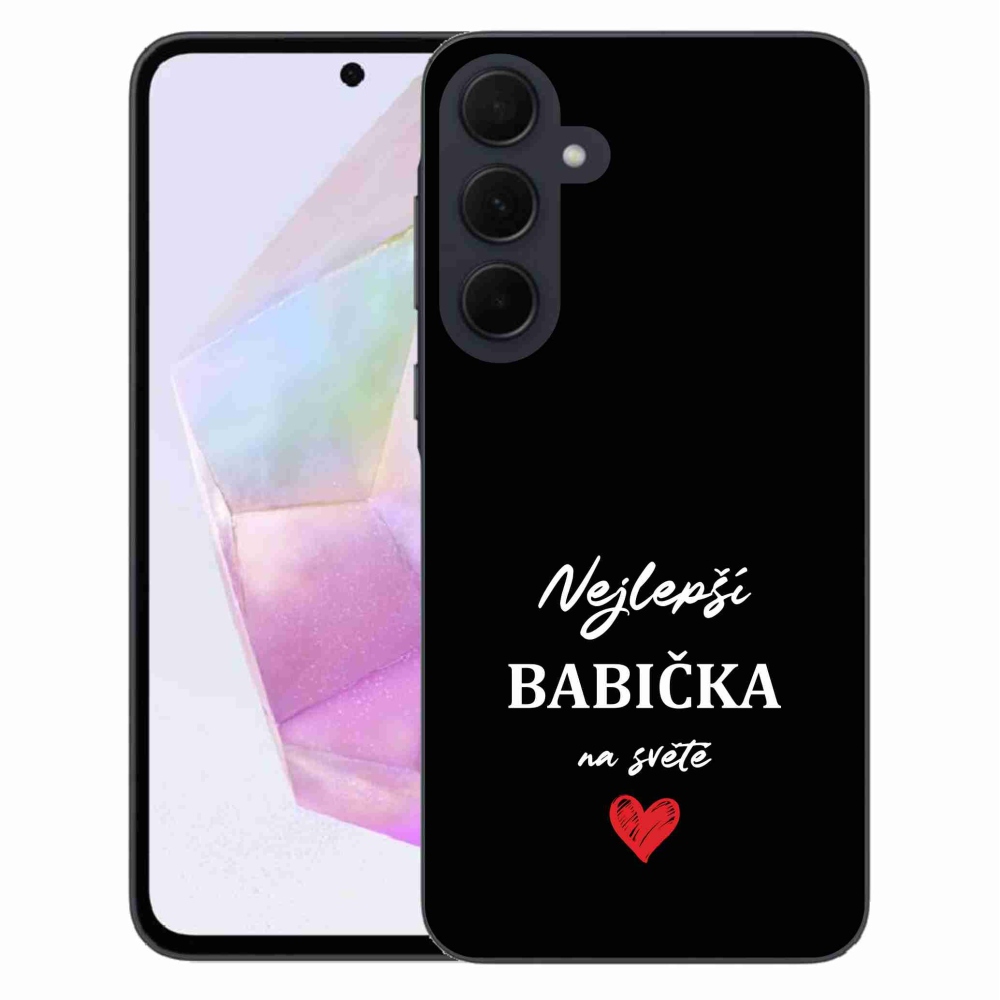 Gél borító mmCase Samsung Galaxy A35 5G - a legjobb nagymama 1 fekete háttérrel