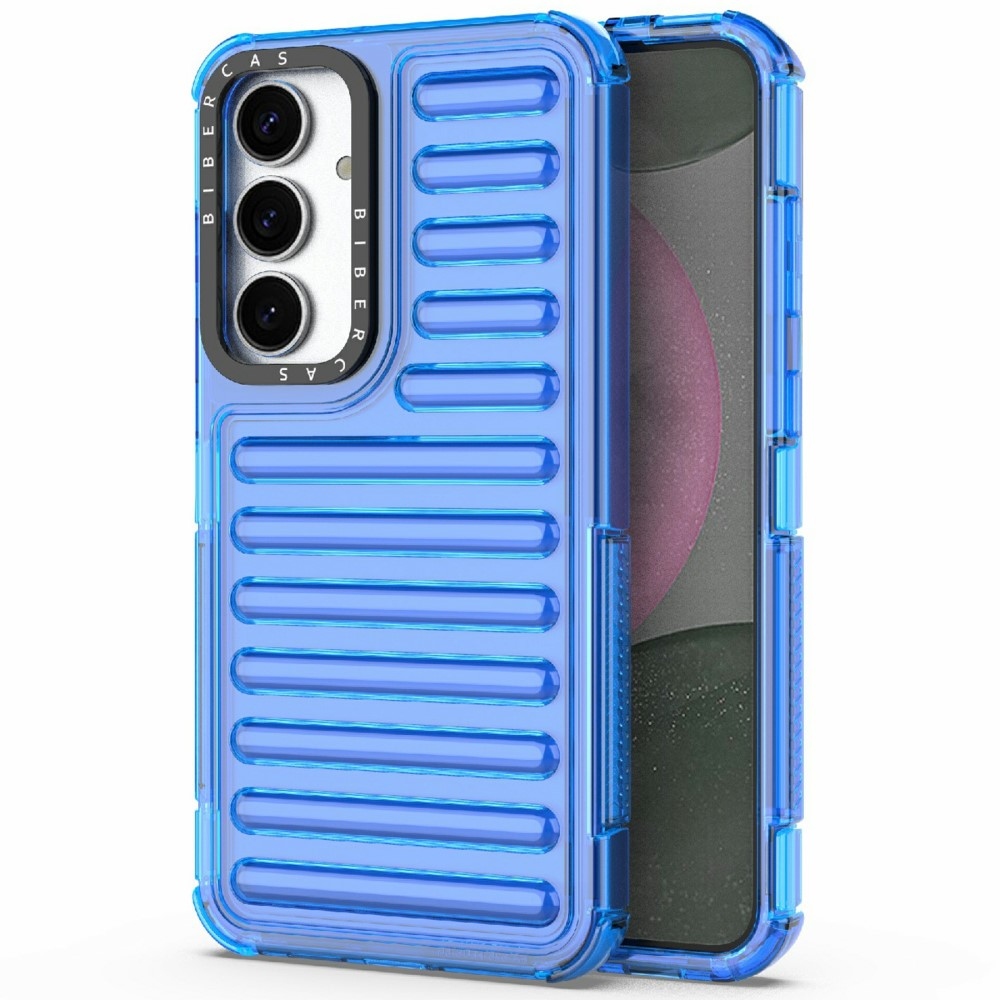 Csíkos tartós borító Samsung Galaxy S25+ készülékhez - kék